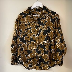 Zara Basic Button Down Print Blouse